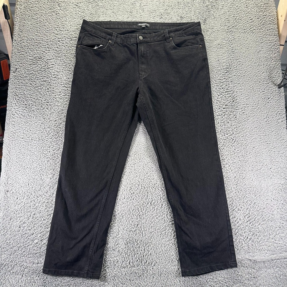 Crooks & Castles Jeans Mens 44x32 Black Cotton Denim Straight Workwear Stretch